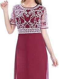 MANER Vestido largo de gasa con lentejuelas bordadas para dama