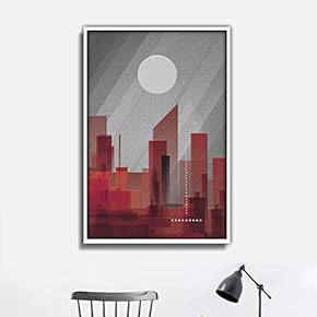 Framed Canvas Wall Art for Living Room, Bedroom Cityscape Illustration IV Canvas Prints for Home Decoration Ready to Hang - 16x24 inches