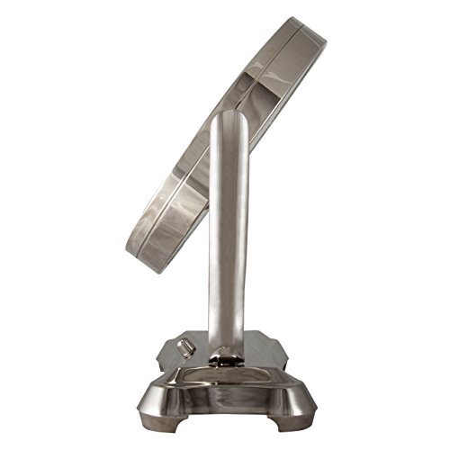 Zadro Polished Nickel Surround Light Dual Sided Glamour Vanity Mirror, 5X / 1X Magnification