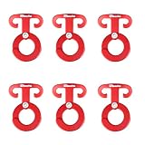 TRIWONDER Ultralight Aluminum T-Ring Hooks, Paracord Tension Camp Hooks Guyline Cord Adjuster for Tent Camping Hiking Backpacking Outdoor Activity (Red - 6 Pack)