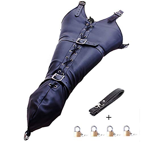 Aaijia Unisex Double-Shape Arm Belt – Back Adjustable Black Soft Faux Leather Arm Tactics Fitness Gloves Arm Lacing Harness Suit (Style 1 (Lace))