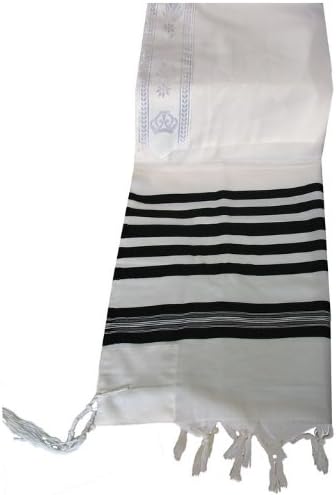 100% Wool Tallit Prayer Shawl in Black Stripes Size 24" L X 72" W