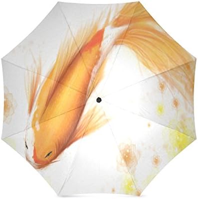 Japanese Fancy Carp Koi Fish Custom Folding Portable Outdoor Rain /Sun Umbrella Beach Travel Shade Sunscreen For Women/Men
