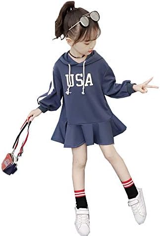 Jinpingキッズ服 子供服 ガールズパーカー ワンピース カジュアル 長袖 上品 春秋 アウター ロング トレーナー プリーツ かわいい 韓国ファッション 女の子