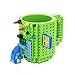 Brick Mugs [Updated Version] Fubarbar 12 oz Coffee Cups Funny Tea Mug Beverage Cup Built-on Building Bricks enjoy Creative Time (Green)