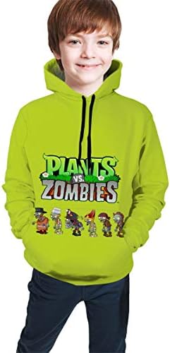 Unisex Novelty Hoodies 3D Digital Print Sweatshirt Plants Vs. Zombies Pockets Pullover Youth Tops for Boys and Girls