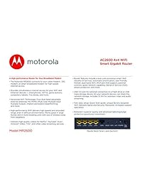 MOTOROLA AC2600 4 x 4 WiFi Smart Gigabit Router con rango extendido, modelo MR2600
