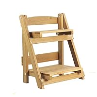 GOLDBEARUK Plant Ladder Stairs Small Tabletop Size 2-Step Dark Wood Great for Kitchen Herbs