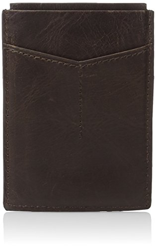 Fossil Men's RFID Blocking Derrick Magnetic Card Holder, Dark Brown, One Size