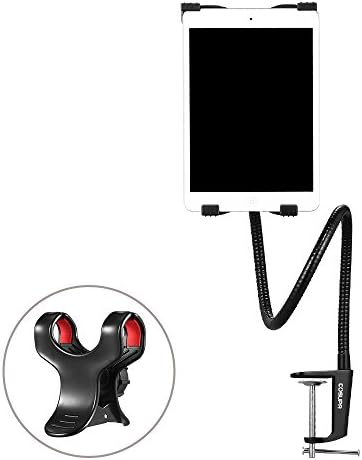 COSUPA 2-in-1 Tablet Cell Phone Holder Lazy Mount Stand Bolt Clamp with 360°Rotatable Gooseneck Arm &amp; Detachable iPad Bracket &amp; Phone Clip for iPad iPhone Samsung Smartphone Desk Bed Kitchen Office