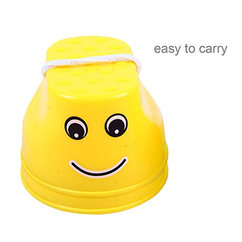 Gosear Kids Toy, Plastic Stilt 1 Pair Plastic Smile Face Walking Jumping Feet Stilts Balancing Shoes for Kids Children Outdoor Walker Sport Games Toy Yellow