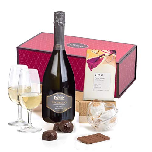 Luxury Alcoholic Gift Hamper Belgian Chocolate Batons, Prosecco and Italian Pralines
