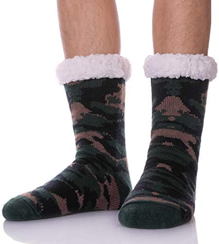 Mens Fuzzy Slipper Socks Super Soft Thick Warm Fleece Lining Knit Non Slip Thermal Winter Home Socks