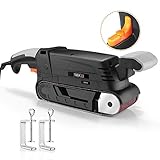 Belt Sander 3 × 21-Inch, 7.5A, 900W Variable Speed Bench Sander with 13 Dials, Fixed Screw Clamp, Dust Box, Vacuum Adapter - PSFS2A