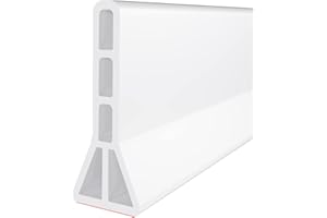 RAYCITY 3" High Shower Threshold Water Dam 67 IN Collapsible Shower Water Splash Guard for Curbless Shower Threshold Barrier Water Stopper for Wet and Dry Separation Bathroom and Kitchen (White)