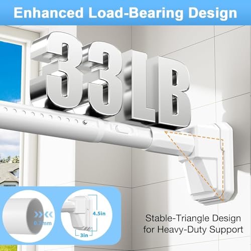 Dsocool Tension Curtain Rods No Drilling, Extra Long Tension Rod 100-440cm, Heavy Duty Shower Curtain Rod for Outdoor Patio Bathroom Windows Room Divider, Adjustable, Anti-Slip, No Rust