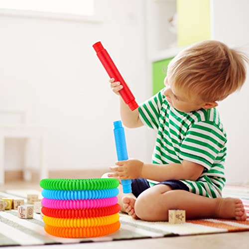 AMOR PRESENT Pop Tubes Fidget Toy, 15PCS Sensory Pop Tubes Fidget Toys for Kids Educational Learning Toys Stress Relief Party Favors