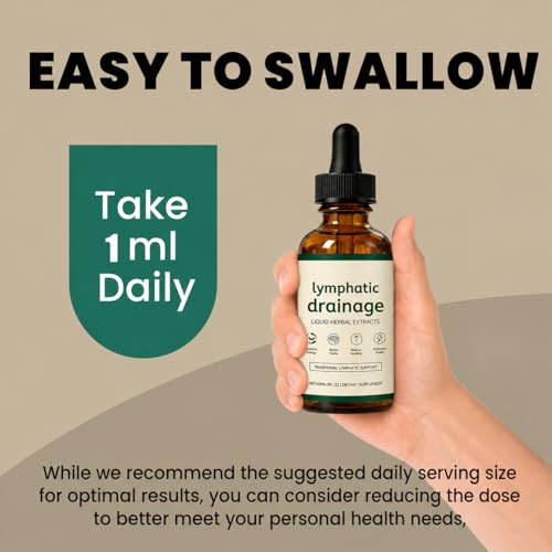 Lymphatic Drainage Drops For Body Support – 60mL / 2 Fl Oz Large Bottle | lymphatic drainage supplement, body detox drops, swelling relief liquid, fluid retention support, lymph cleanse