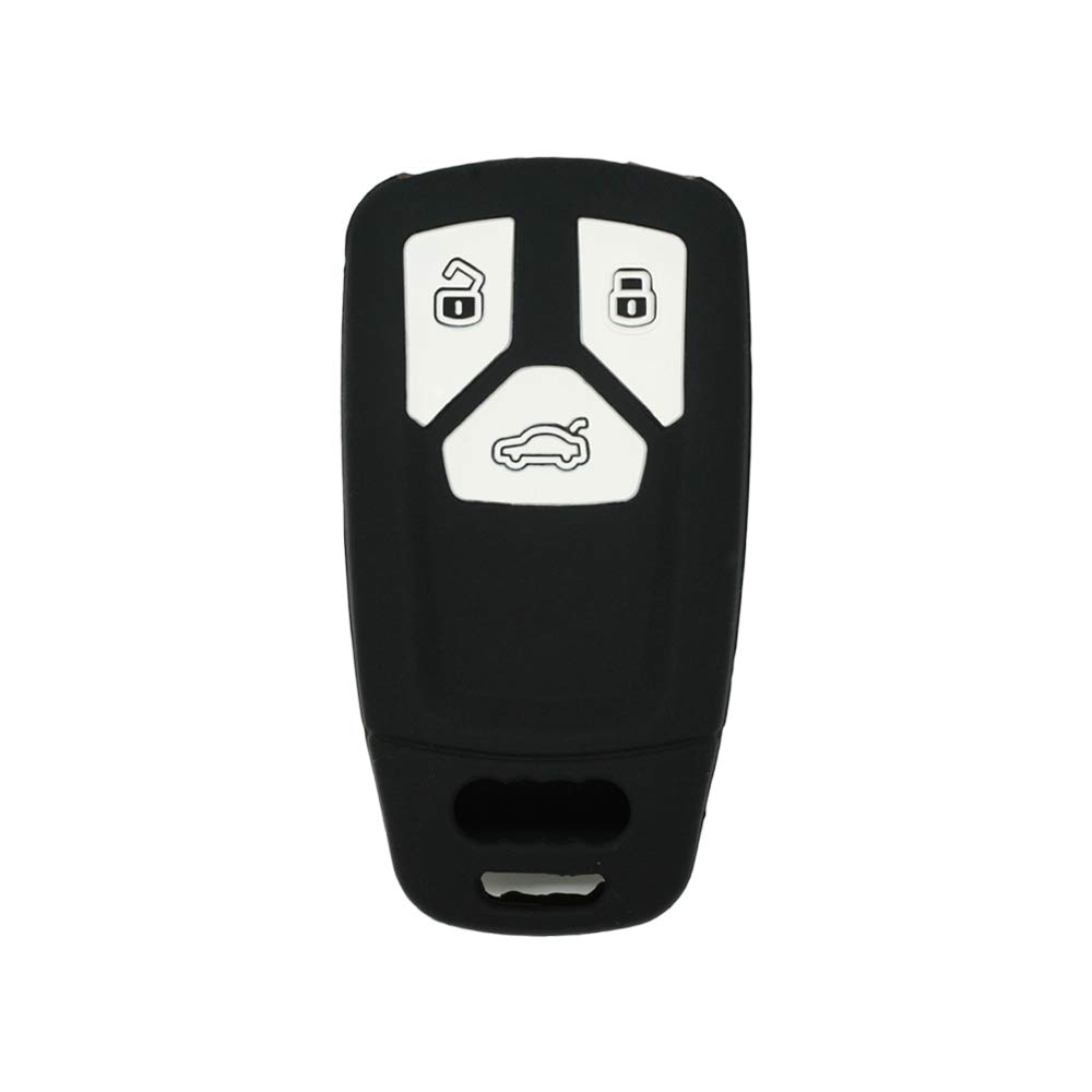 BROVACS Silicone Cover Protector Case Holder Skin Jacket Compatible with AUDI 3 Button Smart Remote Key Fob CV4820 Black