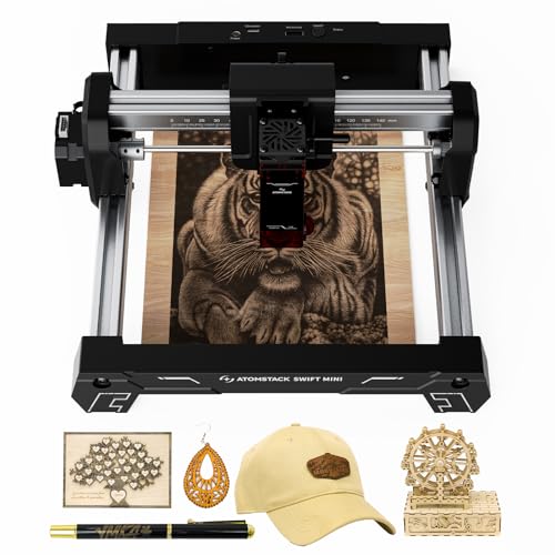 AtomStack Swift Mini 3W Grabador Láser para Principiantes, Máquina de Grabado y Corte Láser de Diodo, Área 135×145 mm, Plug & Play, Software Gratis con IA, WiFi/USB, Compatible con LightBurn