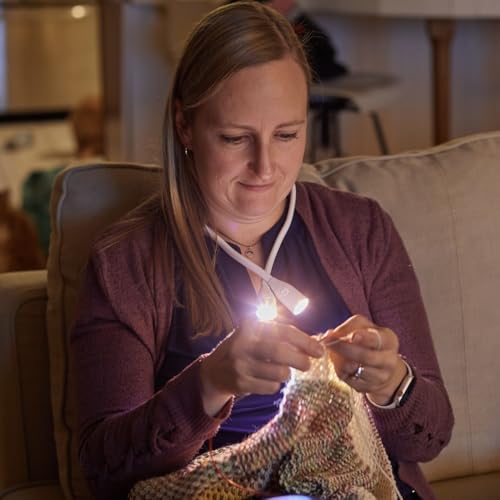 Lumos Knitting Light, Crafter Light Around Neck for Knitters and Crocheters, 3 Colors & Adjustable Brightness. Portable, Wearable, Rechargeable&Long Lasting (White)