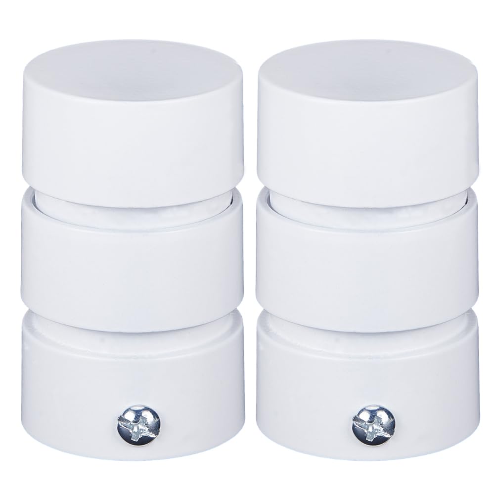 GORGECRAFT 2PCS Column Aluminum Curtain Rod Covers Ends White Curtain Finials Ends Caps Pole Finials 28mm Inner Diameter Curtain Heads for Home Office Curtain Roman Rod Decor(56x34mm)