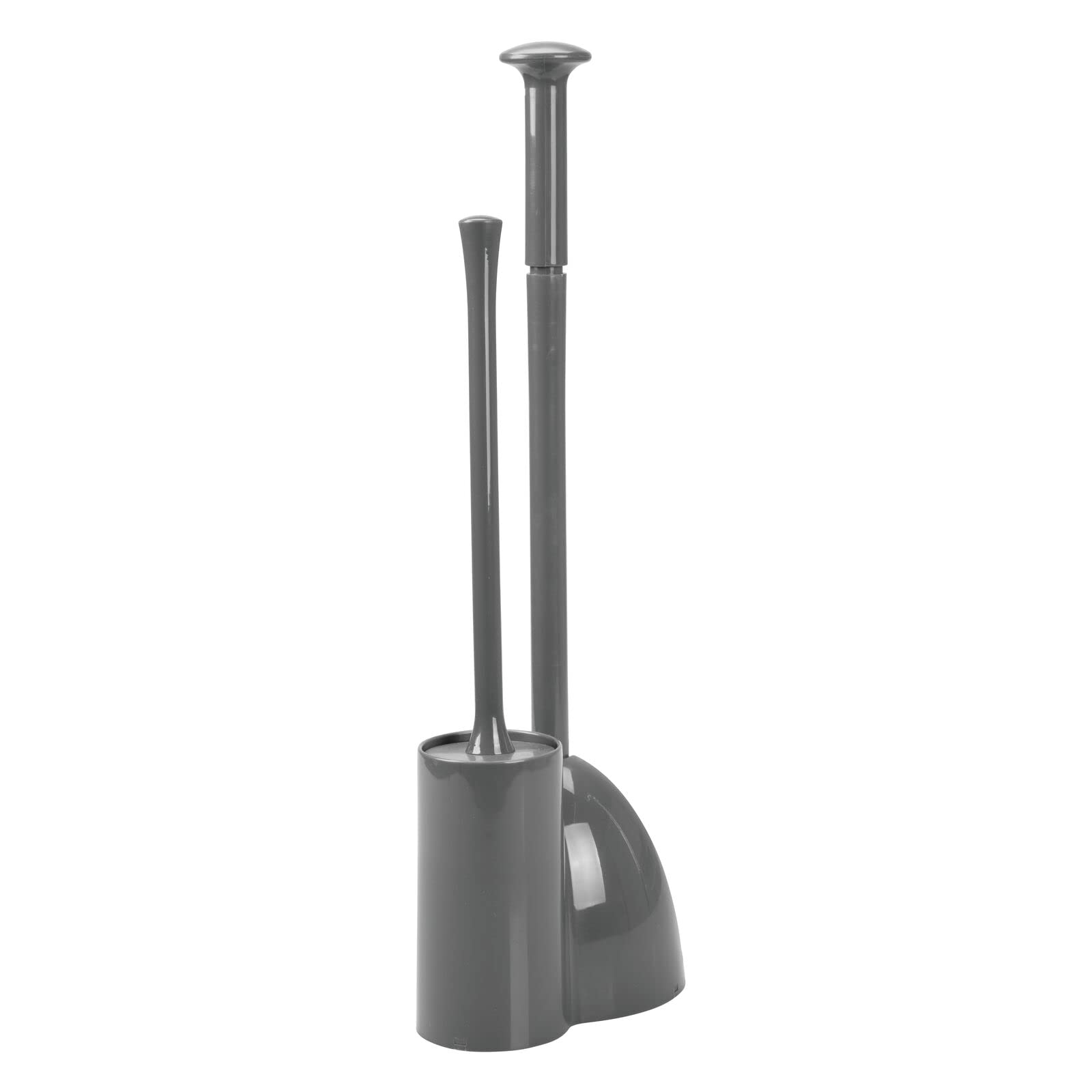 Photo 1 of mDesign Hidden Plunger and Brush Set for Toilet Bowl - Combo with Holder Caddy - Modern Toilet Brush and Plunger Set - Aura Collection - Charcoal Gray