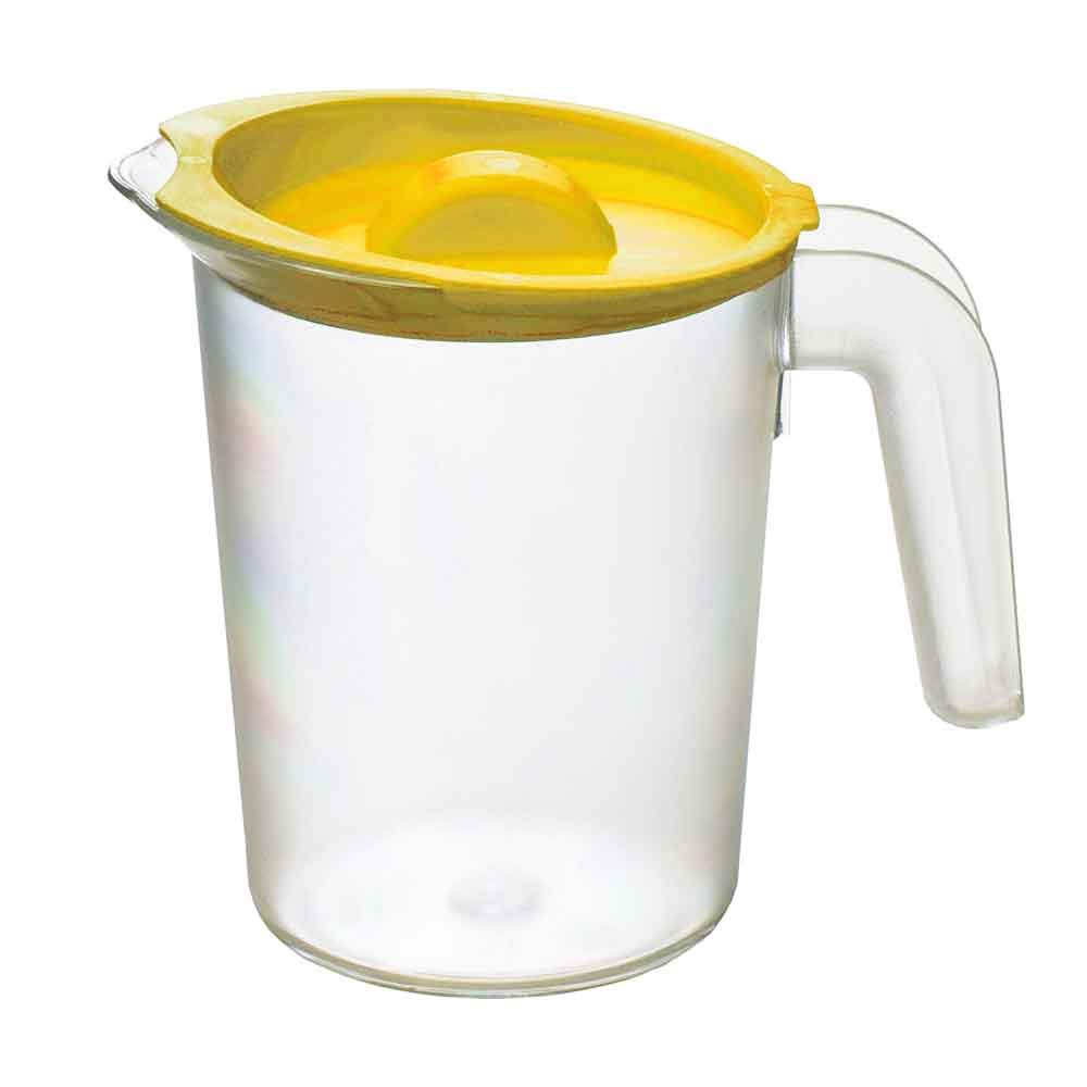 Roltex Small 500ml Plastic Frosted Clear Jug and Yellow Lid Reusable Virtually Unbreakable Fridge Bath Jug