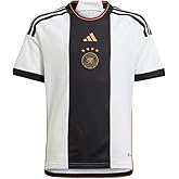 adidas Boys' adidas Youth Soccer Germany 2022 World Cup Youth Home Jersey - Bold Vertical Stripe, Moisture-wicking Aeroready