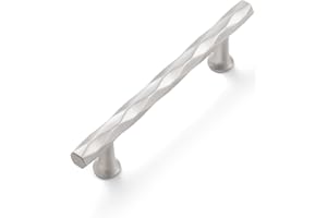 JIASENBAO Brushed Nickel Cabinet Pulls 3.78" Hole Center 10 Pack Hammered Silver Cabinet Handles Decorative Kitchen Drawer Dresser Cupboard Bathroom Vanity Cabinet Hardware Rhombus