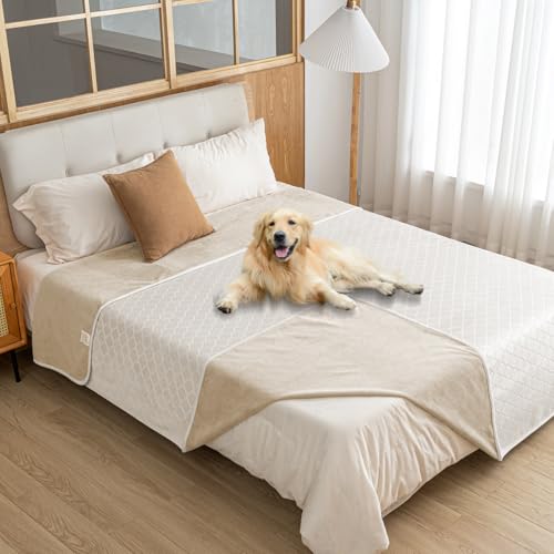 414+RaiCEUL Amarrirose Wasserdichte Hundedecke,60X80Cm Outdoor Hundematte Waschbar Für Grosse Hunde,Flauschig Katze Ndecke Und Weich Beidseitiger Sofabezug-Schutz,Beige+Elfenbeinweiß