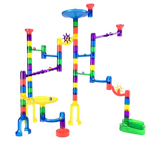 Marble Genius Marble Run Starter Set - 70 Complete Pieces + Free Instruction App (60 Translucent Marbulous Pieces + 10 Glass Marbles)