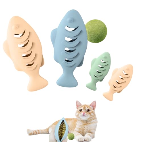 Photo 1 of 2Pcs Silicone Cat Toys, Multi-Functional Chew, Treat Dispenser, Interactive Feeder Toy for Indoor Cats, Food Puzzle Kitten Teething Toys, Durable Pet Training Toy with Catnip Ball (Pink&Green /Blue)