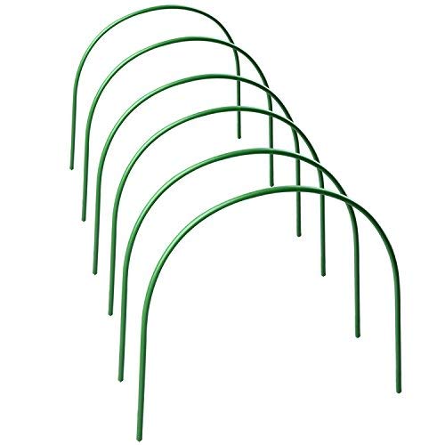 Takefuns Green 6-Pack Plant Cover Support, Garden Fabric Support Frame, 120cm Long Steel, for Garden Fabric, Greenhouse Hoops, Plant Grow Tunnel, Adjustable