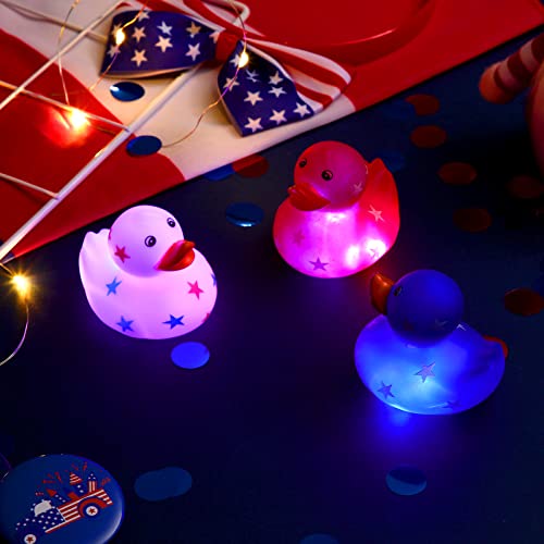 Jerify 2 Inch Patriotic Rubber Ducks 4th of July Rubber Ducks Light up