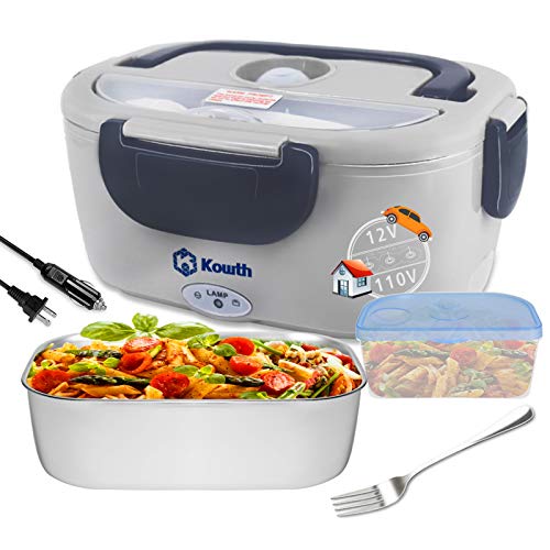 Kowth Electric Lunch Box,110V&12V 40W Food Warmer,1.5L 2In1 Portable