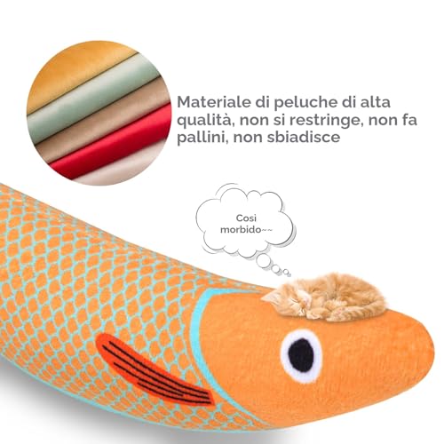 Aibuddy Cat Toy, 3 Pieces Cat Toy with Catnip, Bell, Fish Toy for Cat, Interactive Toys for Play, Bite, Chew