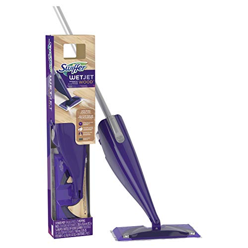 Swiffer Wetjet Wood Floor Spray Mop Starter Kit, 1 Power Mop, 5 Mopping