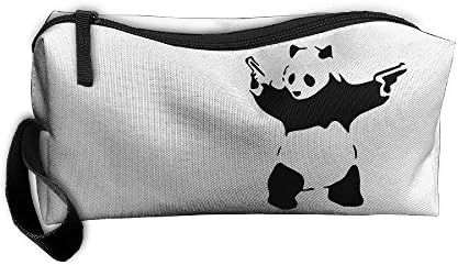 NYSOUVENIRS Panda With Guns Toiletry Bag Multifunction Cosmetic Bag Portable Makeup Pouch Travel Hanging Organizer Bag