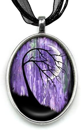 Pendant Necklace Handmade Jewelry Original Art Painting Organza Ribbon Necklace by Artist Carly Landry (Phase I)