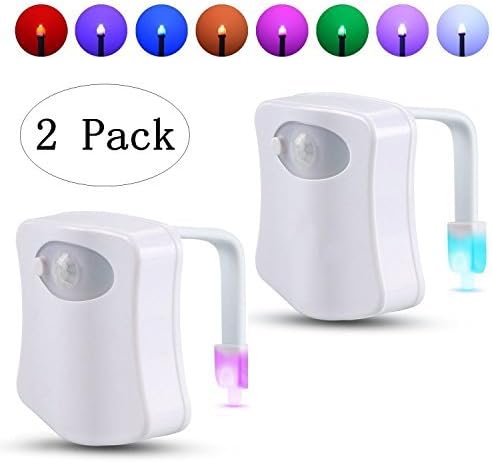 Wanleo Motion Sensor Activated LED Toilet Bowl Colorful Night Light with 2 Modes in 8 Colors Changes, 2 Pack