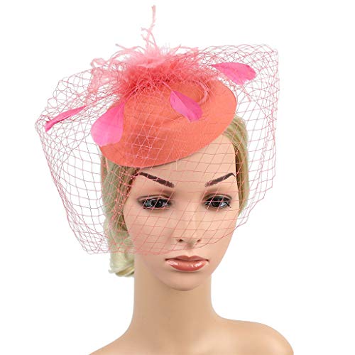 BCDshop Women Retro Headpiece Flower Ribbon 20S Flapper Headband Party Wedding Fascinator (Orange)