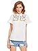Floerns Women's Doll Collar Floral Embroidered Blouse White M