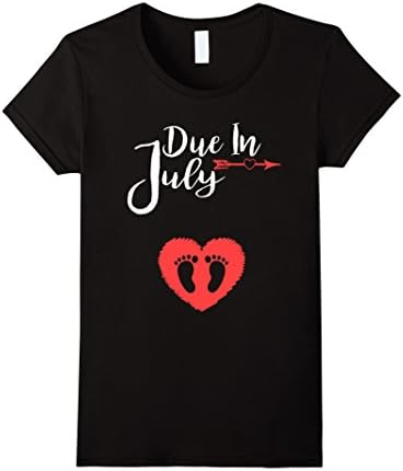 Women's Due In July Cute Baby Girl Maternity Announcement Shirt Small Black