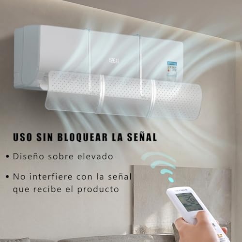 UZNOONL Deflector de Aire Acondicionado Minisplit, Retractable Conditioner air Desviador, Diseño Poroso Antidirecto, Hogar/Oficina, Bebés, Ancianos, Embarazadas, Todas las Estaciones - Transparente