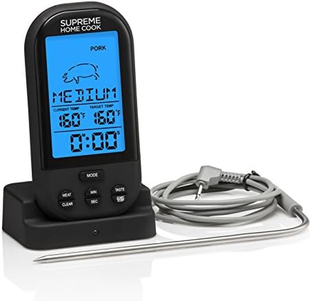 Supreme Home Cook PRO SERIES Oven and Grill Wireless Digital Long Range Meat Thermometer. With Timer and Silicone Probe in Christmas and Birthday presentation gift box