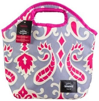 Insulated Lunch Bag with Zip Closure (Pink/Grey)