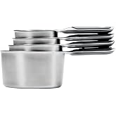 OXO Good Grips 4 Piece Stainless Steel Measuring Cups with Magnetic Snaps | Magnetic Snap for Easy Nesting Storage, Measurement Markings, Multi Size Cups, Non-Slip Handles, Baking &amp; Cooking Essentials