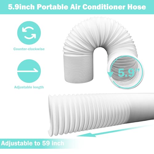 MQIDLFE Portable Air Conditioner Window Vent Kit with 5.9 Inch Diameter 59 Inch Length Exhaust Hose Adjustable Window Seal for Horizontal&Vertical