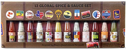 Thoughtfully Gifts, Global Spice and Salt Gift Set, Set of 12 Unique Flavors, 1.6 to 1.9 Ounces Each